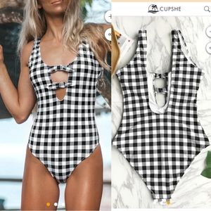 $45 CUPSHE PLAID SWIMSUIT, XXL